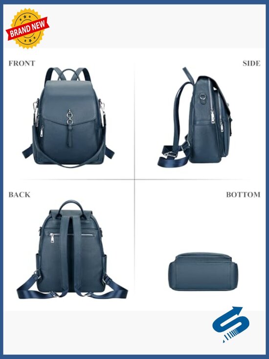 Convertible Genuine Leather Backpack Purse Shoulder Bag Flap Top main image 6